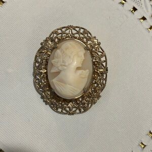 Antique Filgree Surrounding Cameo  Brooch